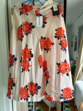 Ganni silk floral skirt